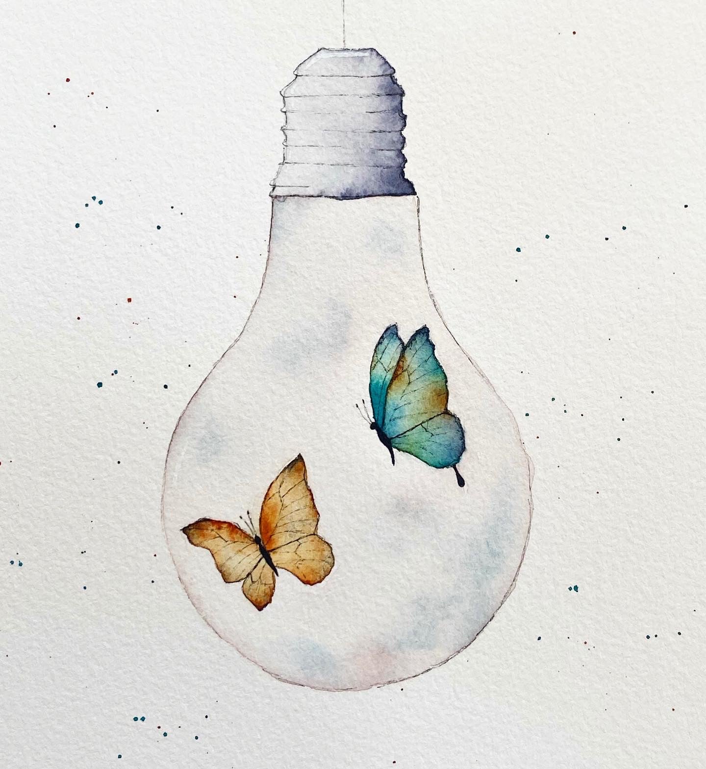 soquarelle - illustration - aquarelle - ampoule - Suisse - illustratrice - botanique - liberté - nature - papillon –