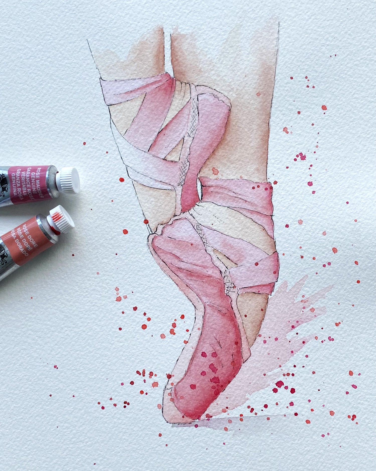 soquarelle - illustration - aquarelle - danse - Suisse - illustratrice - rose - chaussons de danse - ballerine - ballet 