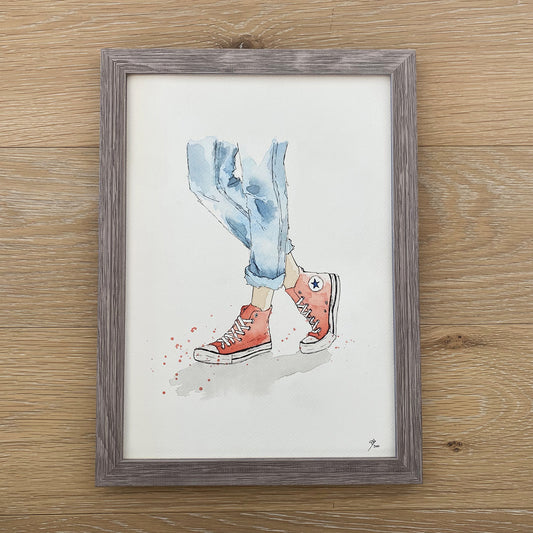 soquarelle - illustration - aquarelle – boutique en ligne - chaussures rouge Converse - Suisse - illustratrice - mode - fashion