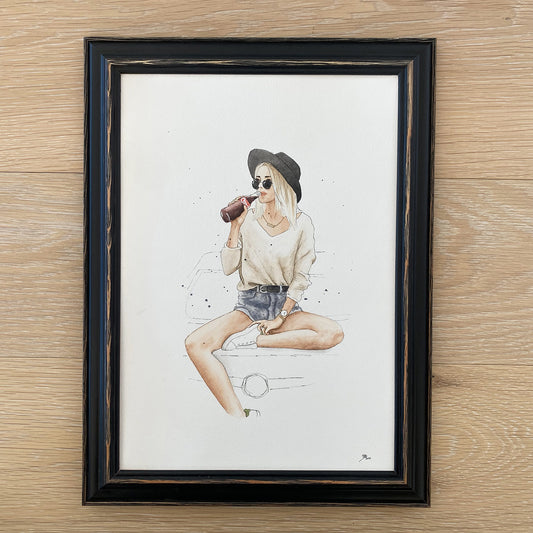 soquarelle - illustration - aquarelle – boutique en ligne - femme - Suisse - illustratrice - mode fashion - cola - coca cola - voiture – short